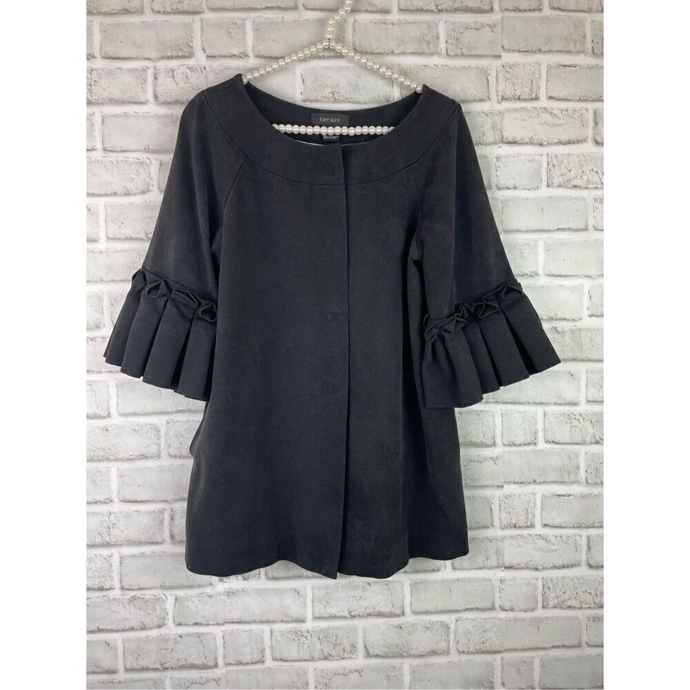 Karen Kane Over Jacket Cos Pleated 3/4 Sleeve  Size Medium Black Elegant